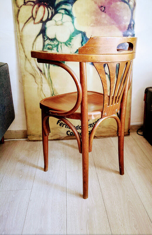 Fauteuil de bureau des années 50 en bois courbé