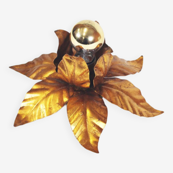 Petite applique ou plafonnier floral doré italien