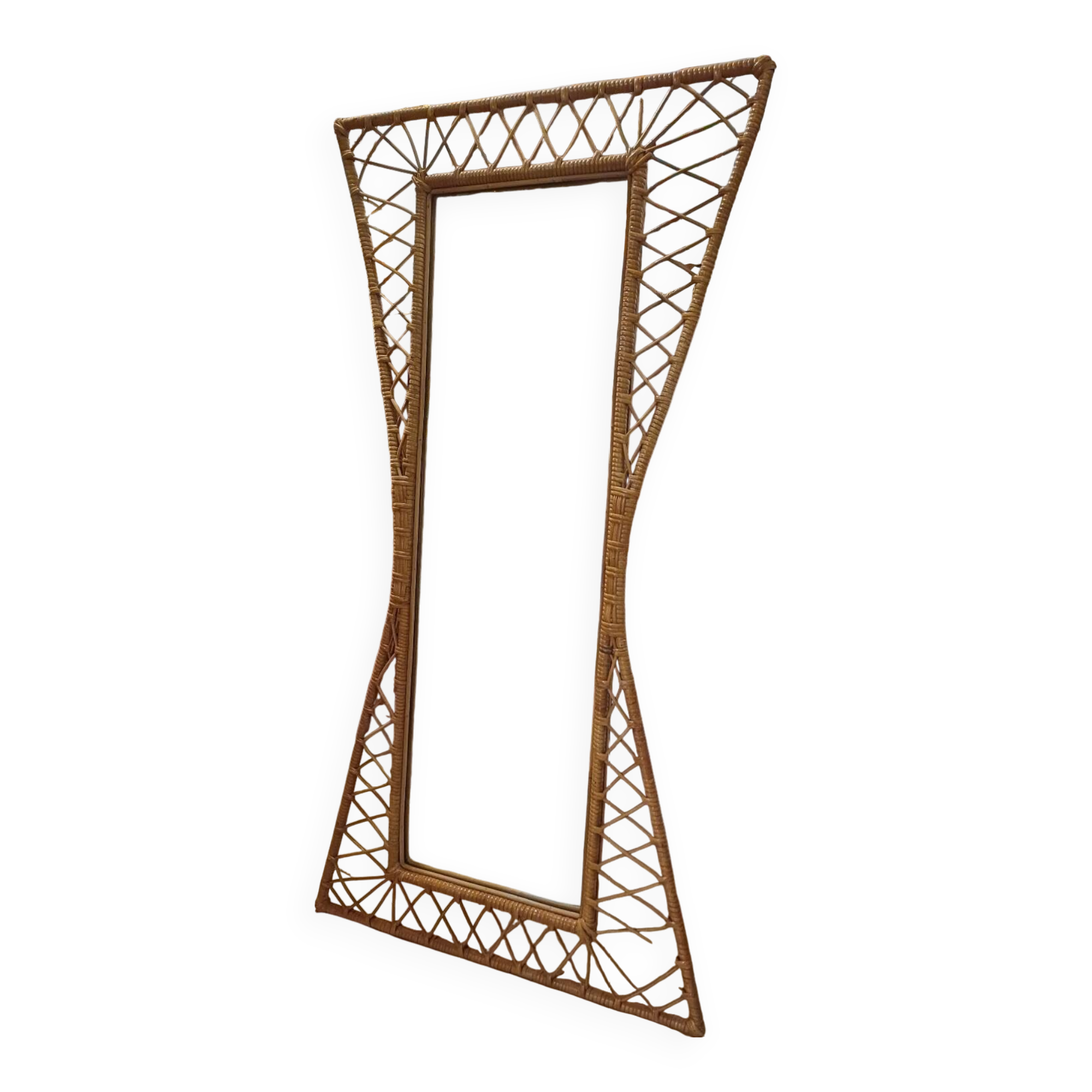 Large and unusual rattan mirror from the 1960s