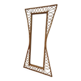 Large and unusual rattan mirror from the 1960s