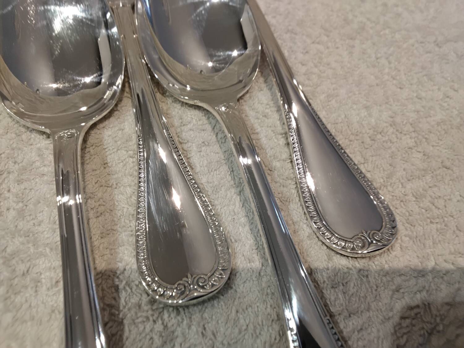 4 silver-plated metal soup spoons by Christofle Malmaison