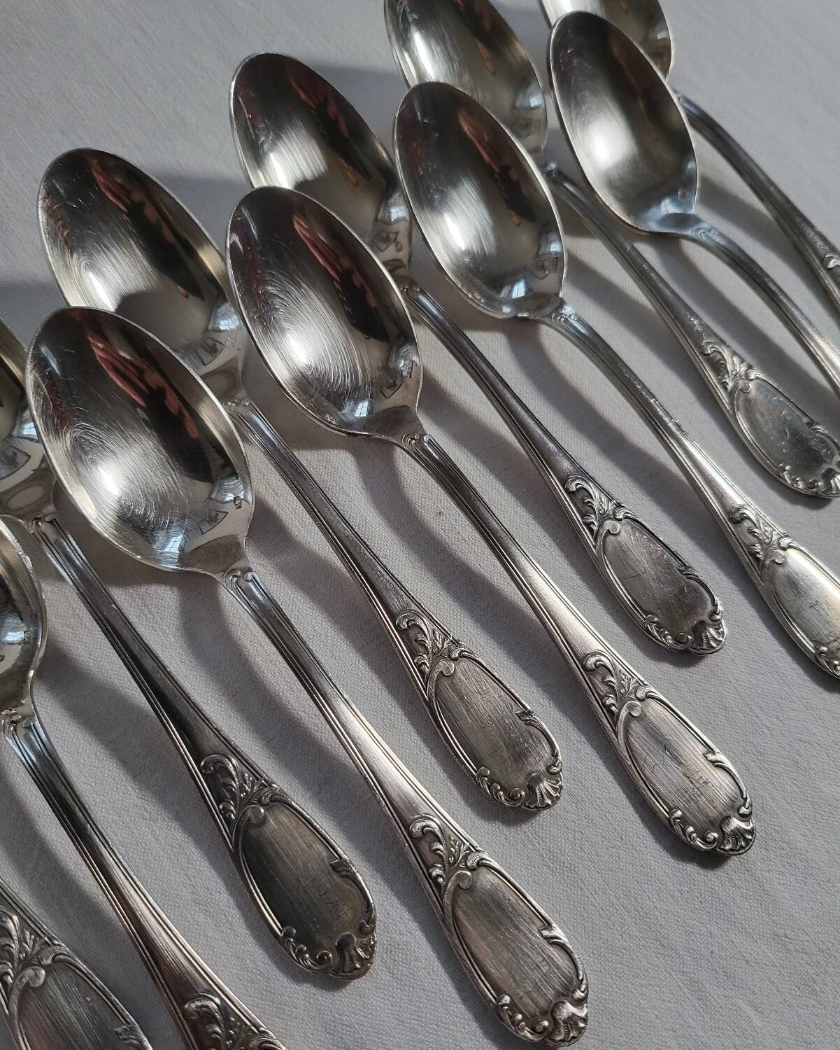 12 Small Silver Metal Spoons SOH