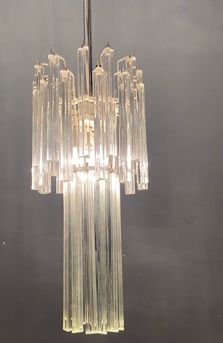 Italian Modernist Murano Glass Prism Chandelier, 1970s