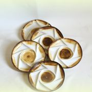 Divided plates in vintage French hand-painted stoneware "Longchamp"