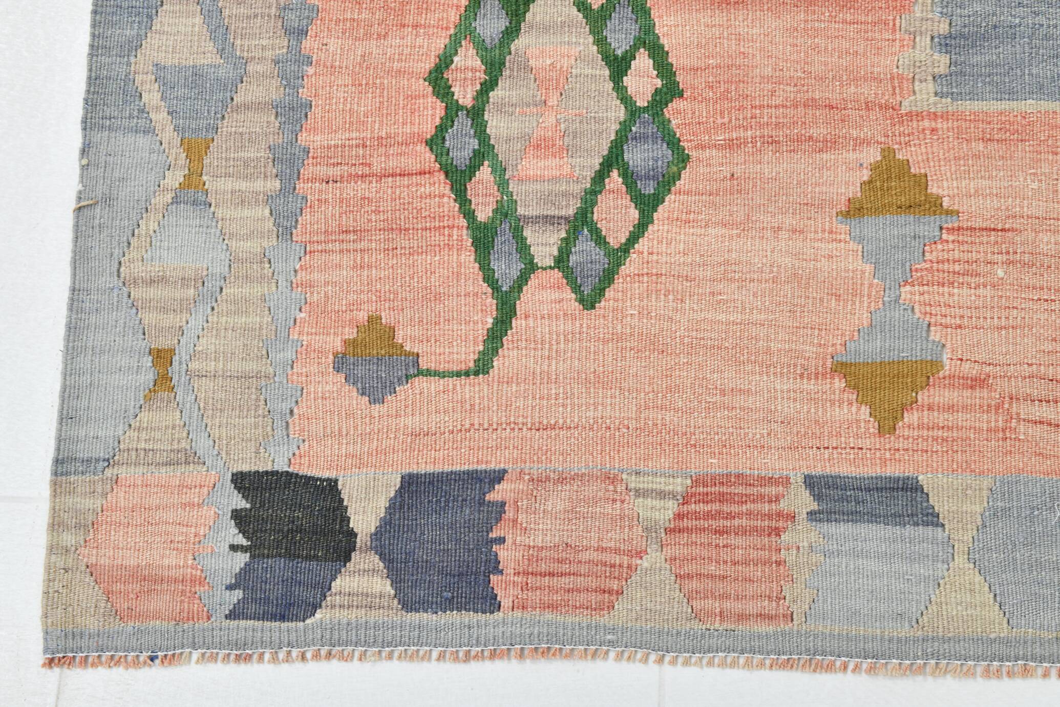 Tapis Kilim vintage rose délavé 5x8, tapis de salon, 161x255 cm