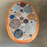 Ceramic and wooden side or coffee table, Tue Poulsen for Haslev, Denmark, 1960s