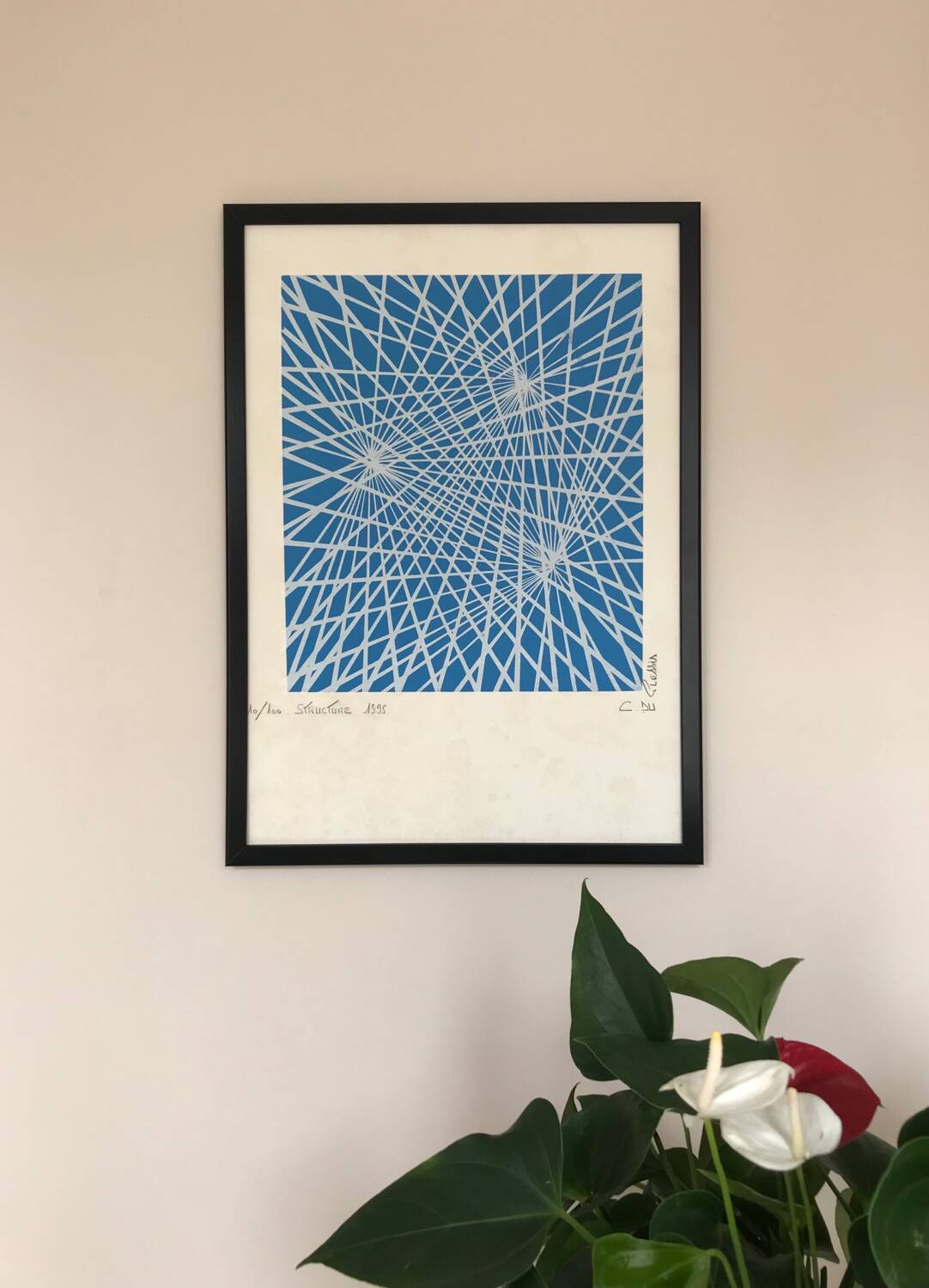 Lithographie originale de c.du plessis.structure,1996