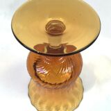 Vase glass glass yellow cut vintage streak