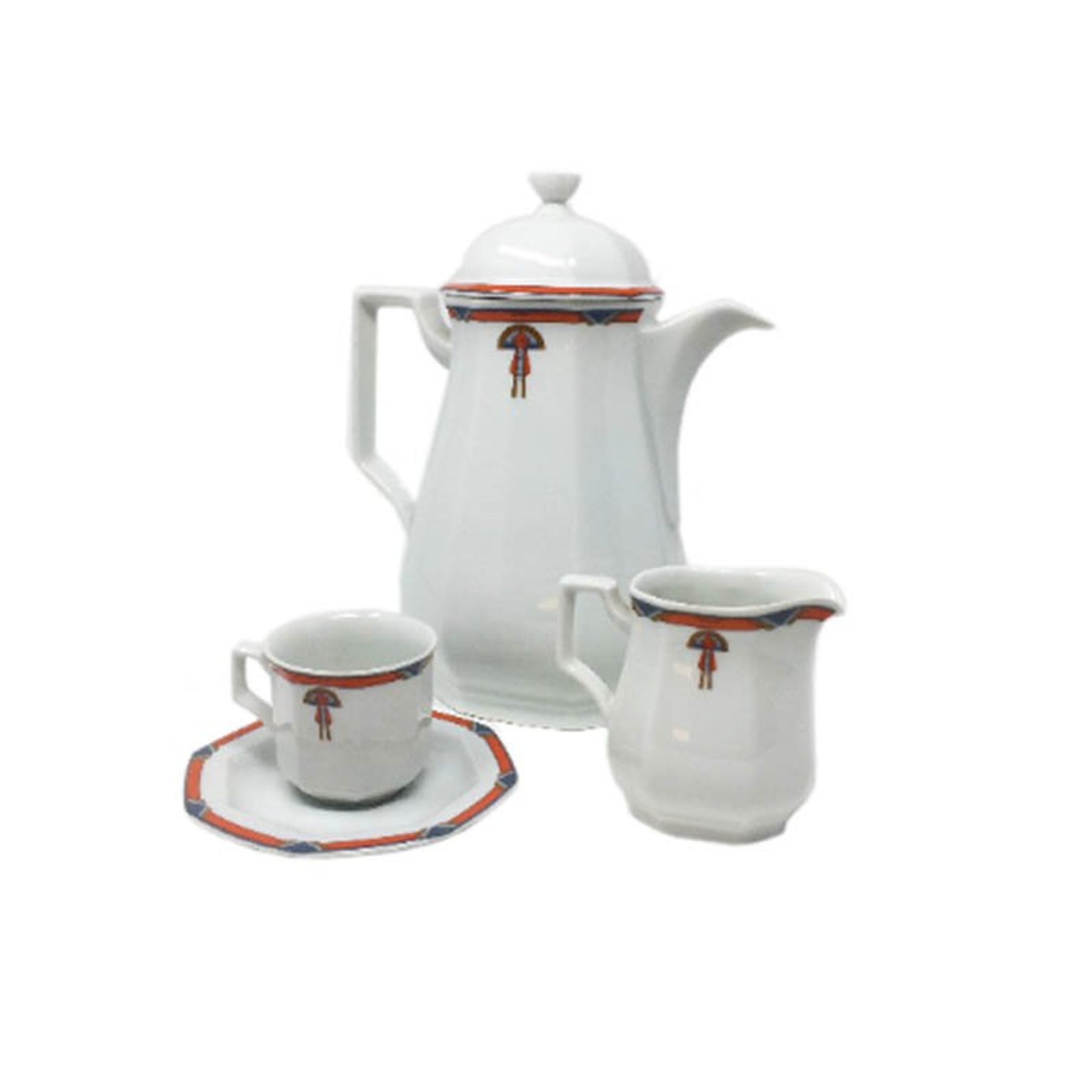 Service à café et à thé blanc Art déco, années 1930, ensemble de 12