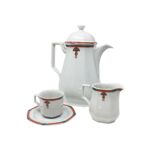Art deco white coffee and tea set, 1930s, set of 12