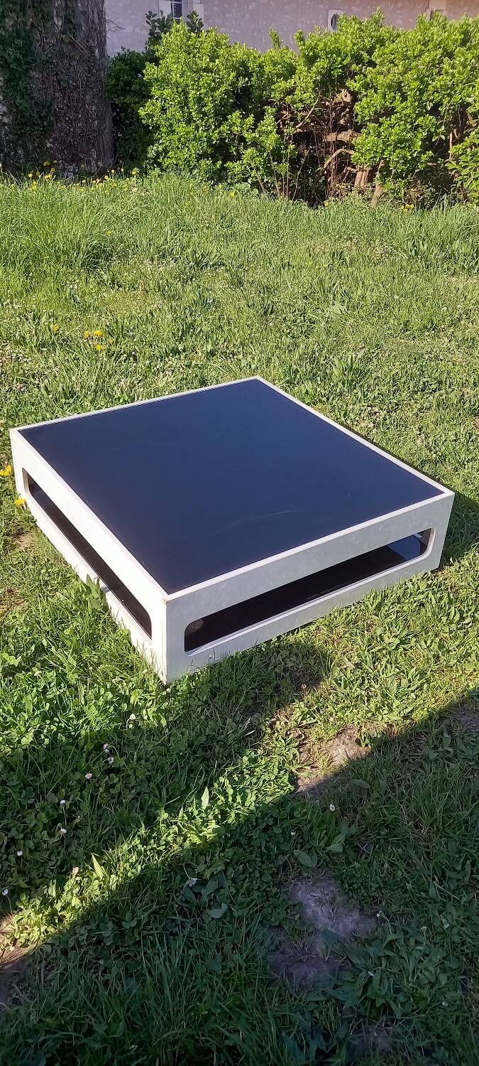White and black square coffee table