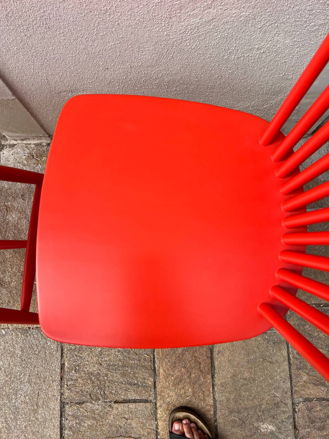 Pair of vintage red Scandinavian chairs from IKEA.