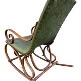 Set of 2 thonet style rocking chairs in green leatherette