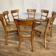 Series Lot of 8 chairs bistro Luterma in light wood Year 1950