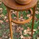 Art Deco Wooden Pedestal Table Carved with Star / Antique Side Table 1930