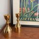 Scandinav brass candle holder duo