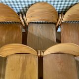 Set of 5 MMO chairs in thermoformed wood - circa 1980.
