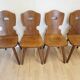 Chaises de salle à manger en bois tyrolien vintage - Style ferme des années 1970 - Ensemble de 4