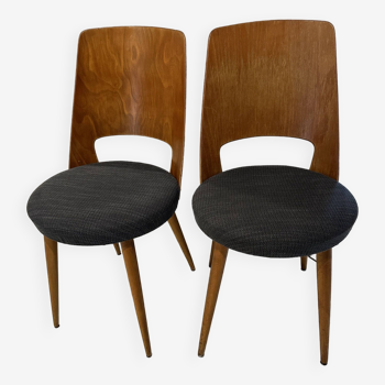 Paire de chaises de Bistrot Baumann  modèle Mondor vintage 1970
