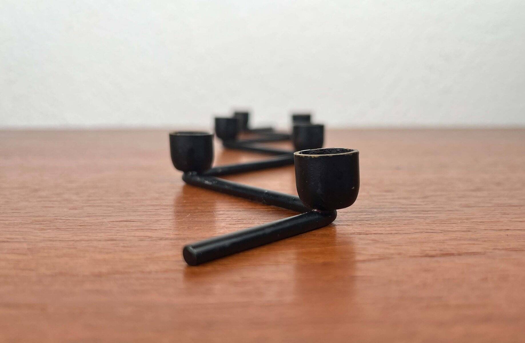 Mid-century Danish minimalist metal candlestick from the 1960s.