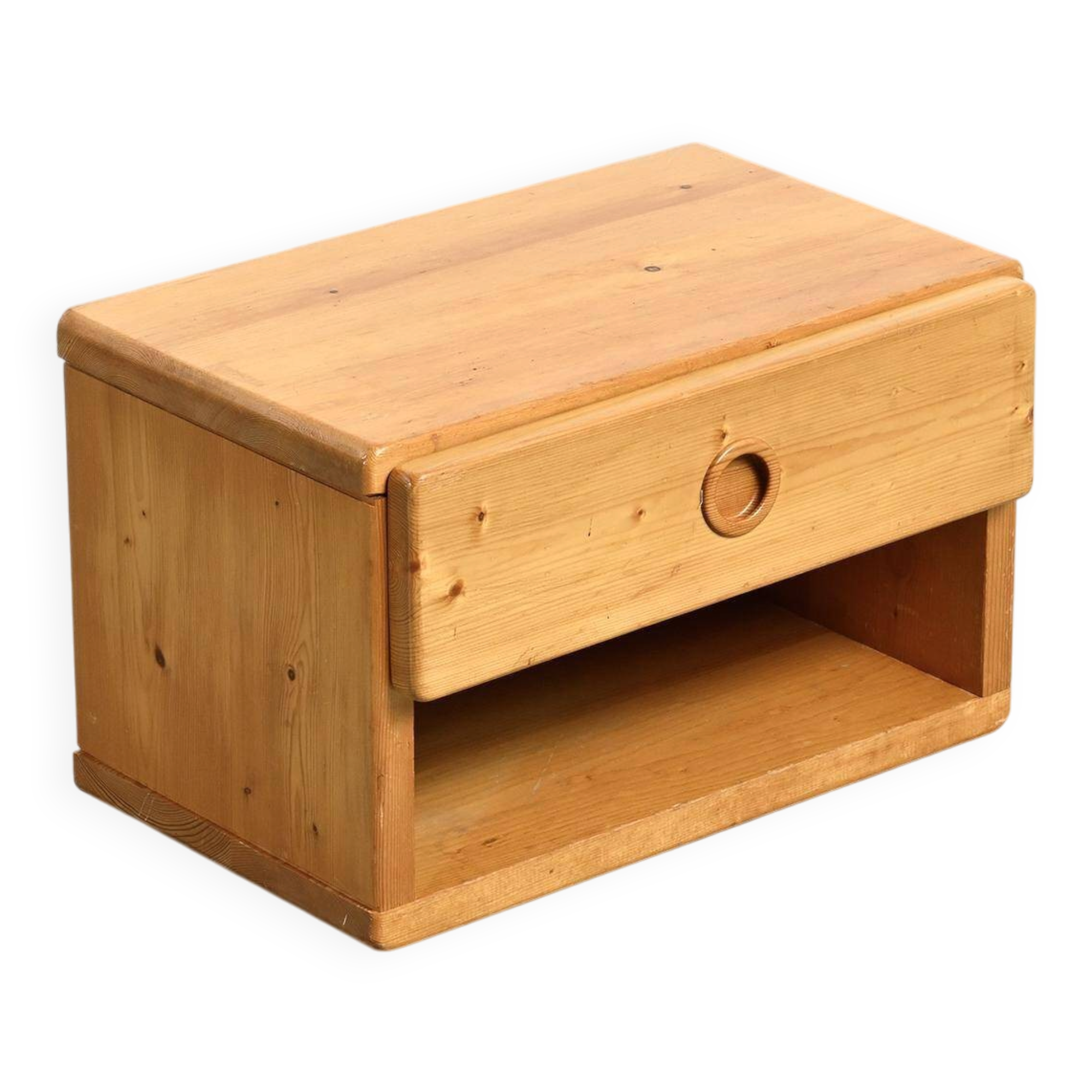 Solid pine bedside table from Arcs, France 1975