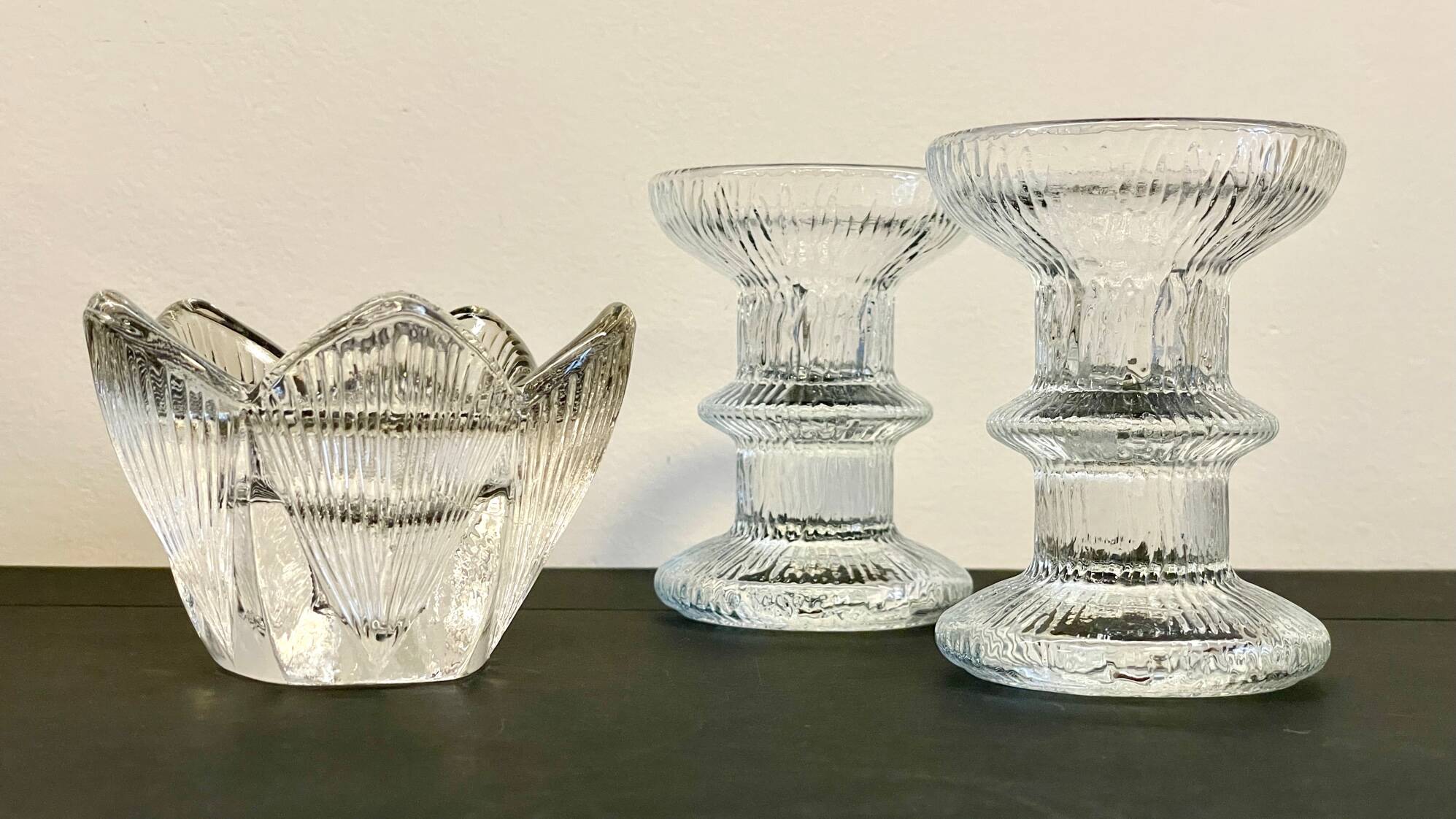 Vintage-style crystal candlesticks in the style of LITTLA