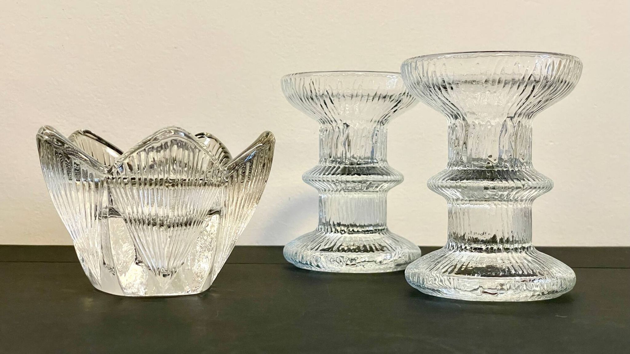 Vintage-style crystal candlesticks in the style of LITTLA