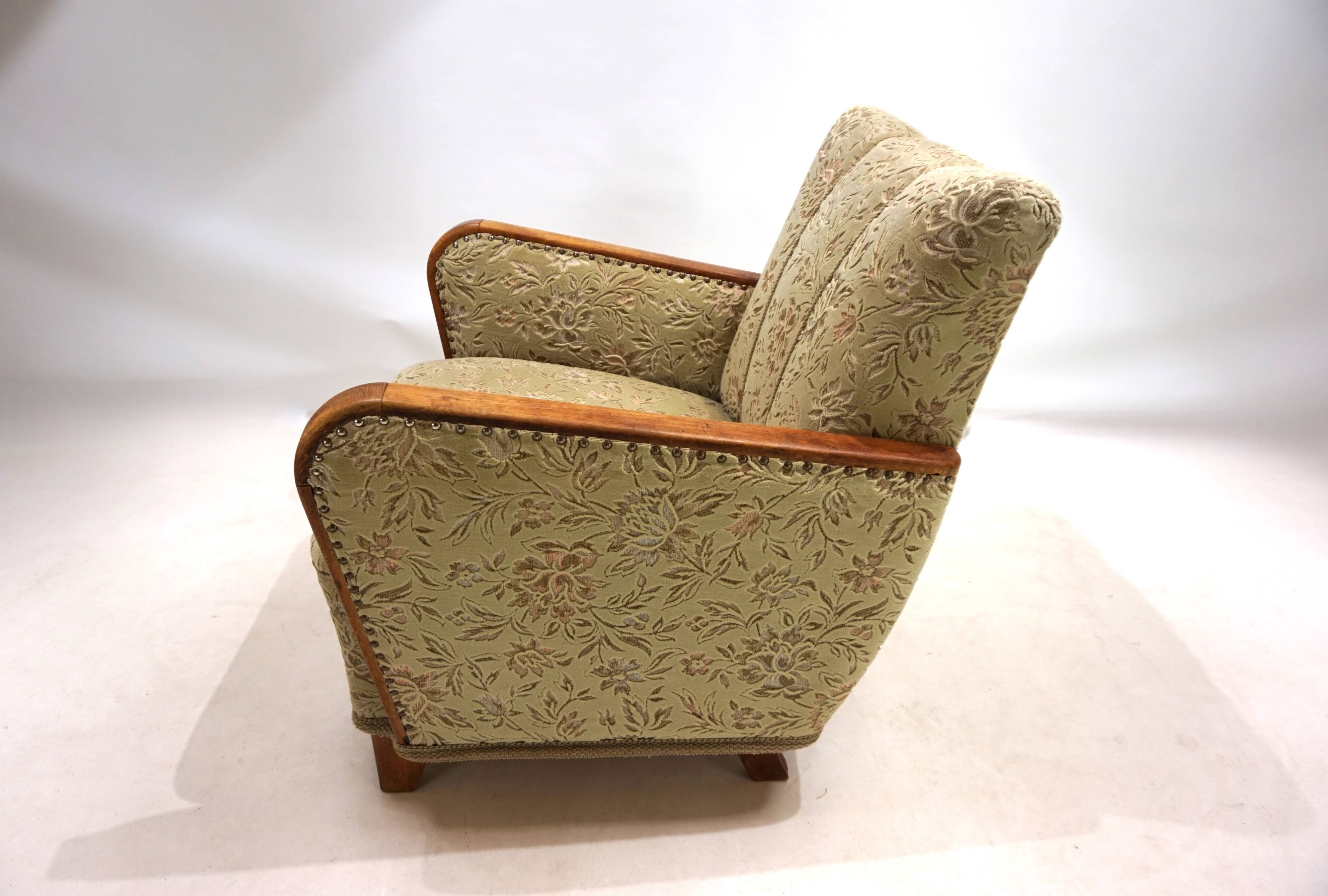 Fauteuil de salon Art Déco en jacquard de velours, 1930