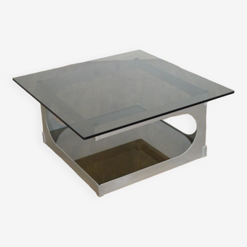 Coffee table in aluminum and glass by Pierre Vandel 1970