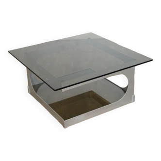 Coffee table in aluminum and glass by Pierre Vandel 1970