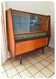 Vitrine en teck et verre des années 1950 avec détails en laiton