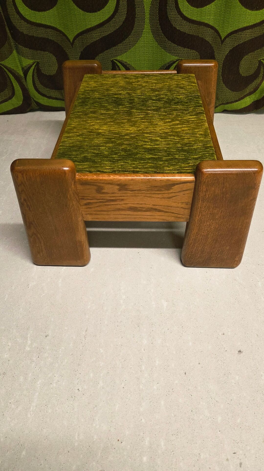 Brutalist oak footstool coffee table - 1970s