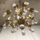 Gilded brass cage chandelier and glass tassels