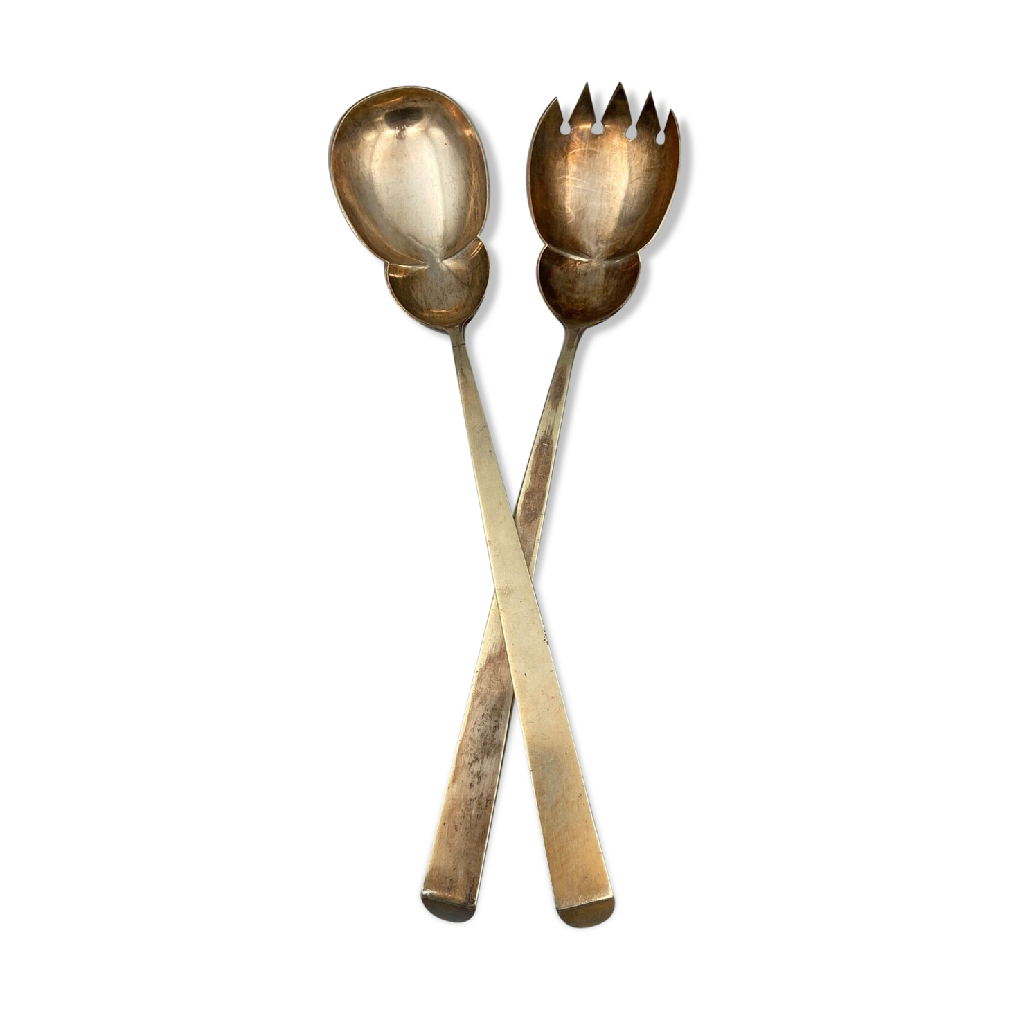 Pair of cutlery silver and vermeil poincon cupid
