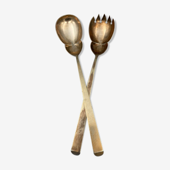 Pair of cutlery silver and vermeil poincon cupid