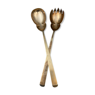 Pair of cutlery silver and vermeil poincon cupid