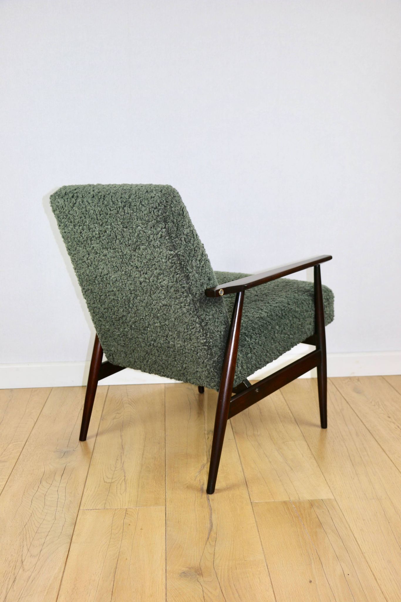 Armchair 'Lis', 1970s green boucle design by Henryk Lis - 2 pieces available