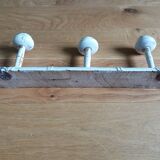 Coat rack three wooden hooks turned bamboo way