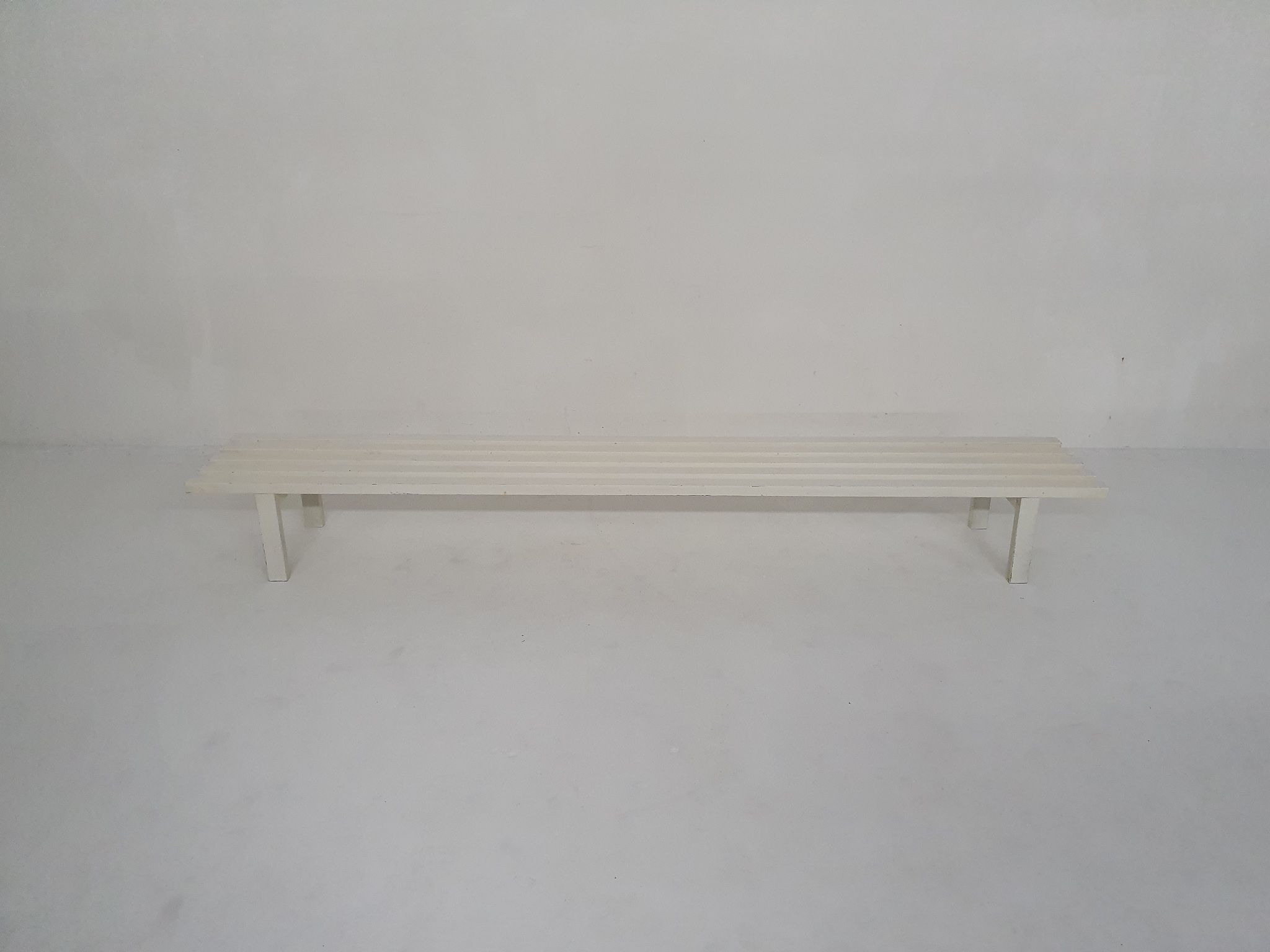 White metal slat bench, The Netherlands 1950's