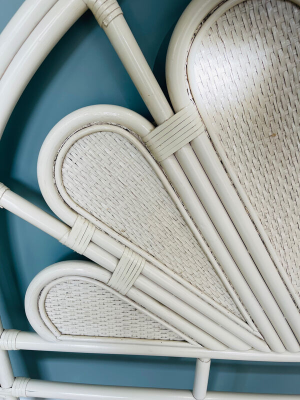 Tête de lit en rotin blanc, années 70