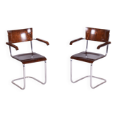 Chaises Bauhaus en hêtre par R. Slezák, années 1930, ensemble de 2