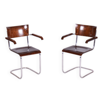 Bauhaus Chairs in Beech by R. Slezák, 1930s, Set of 2
