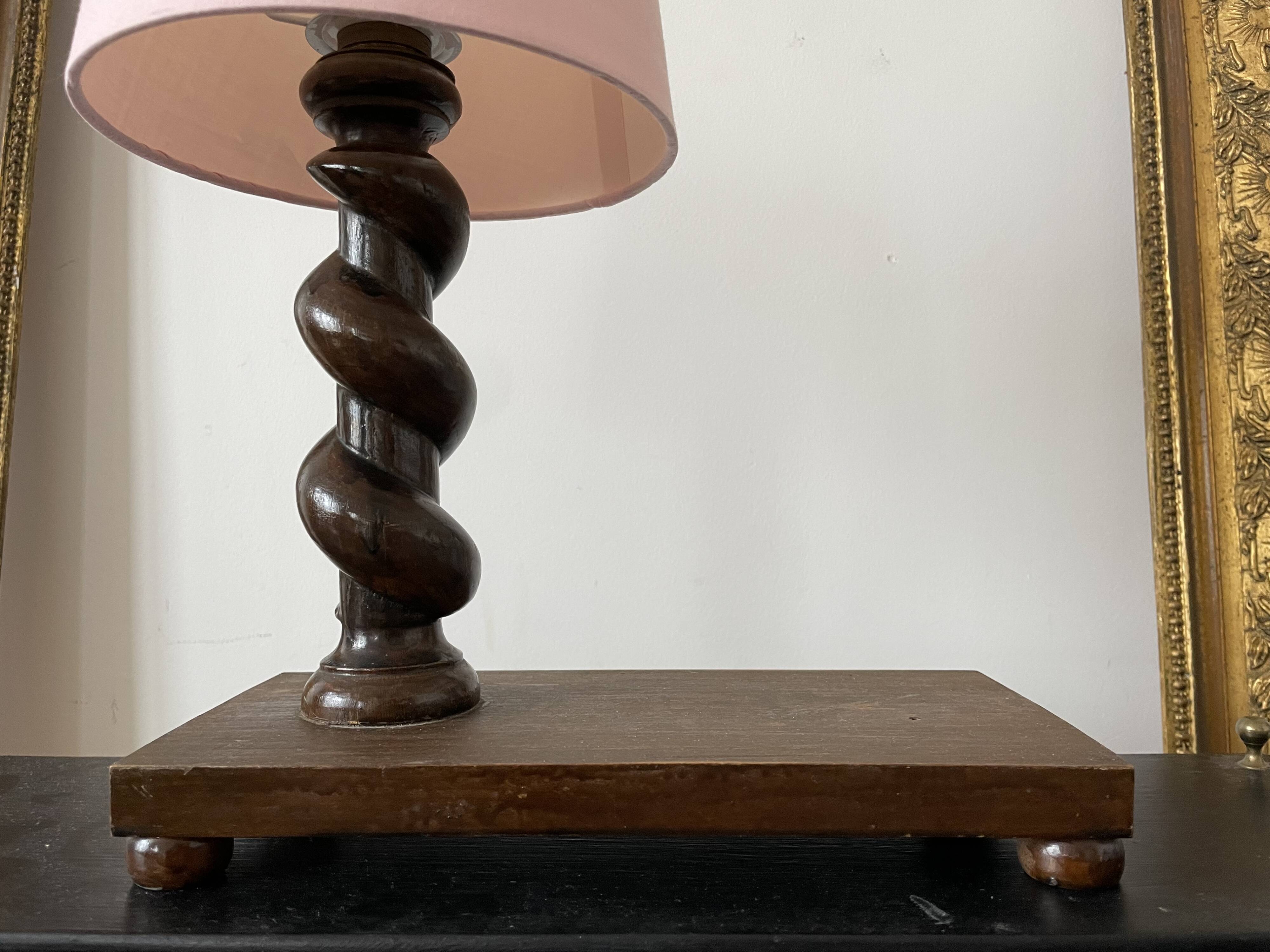Old wooden table lamp