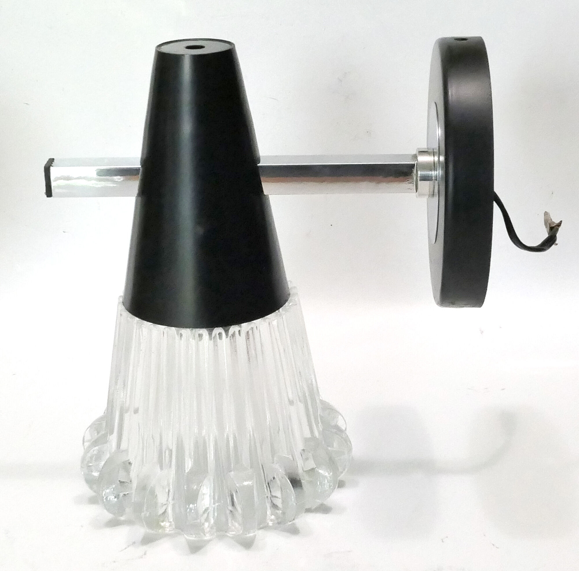 Pair of torch wall light or black and Chrome 60-70s cones