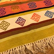 Colorful runner rug, handmade turkish kilim rug with ethnic patterns