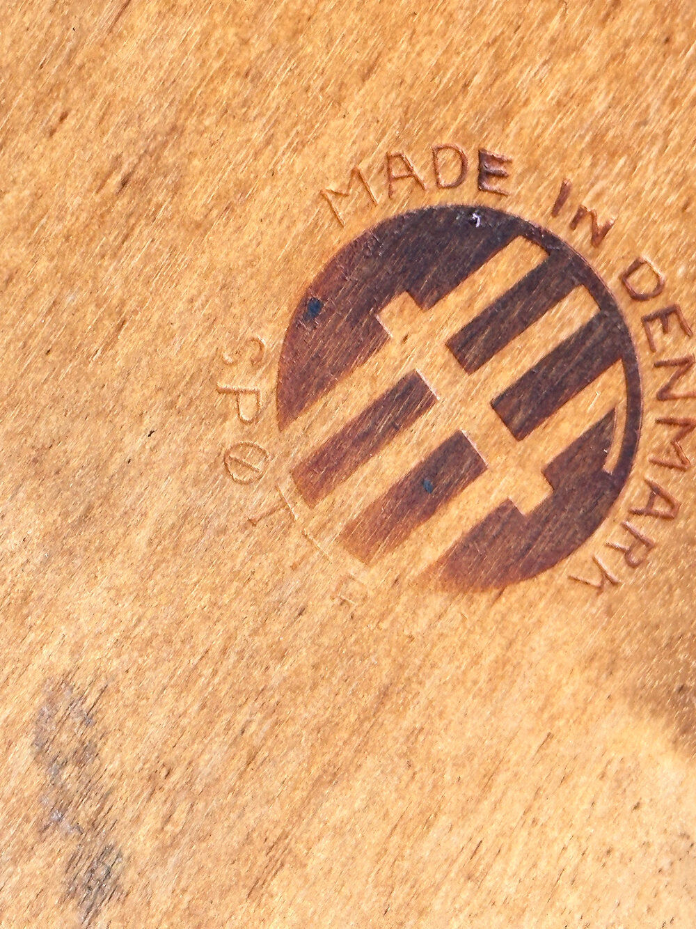 Teak and suede footstool, Hugo Frandsen, Spottrup Mobelfabrik, Denmark