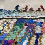 Tapis multicolor en tissu boucherouite 142x250cm