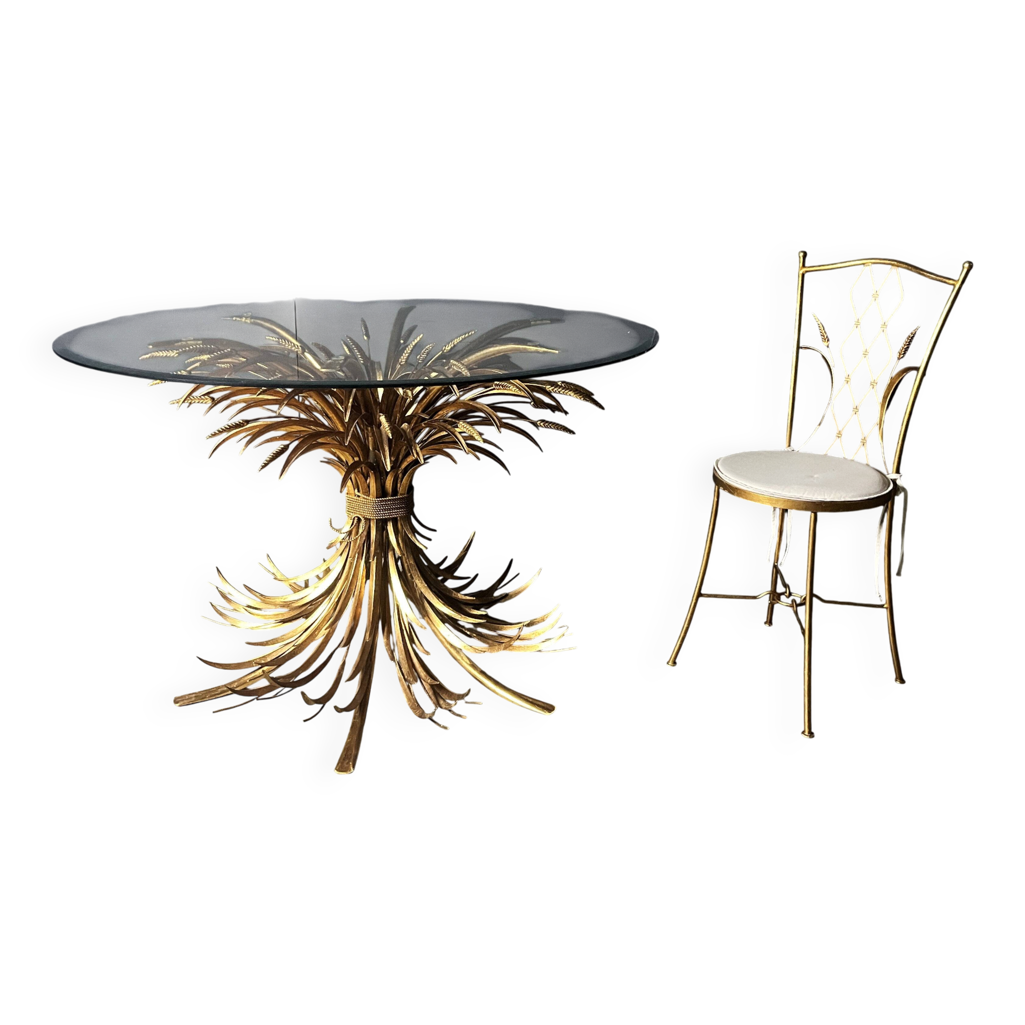 Gilt metal Coco Chanel dining table, 1960s