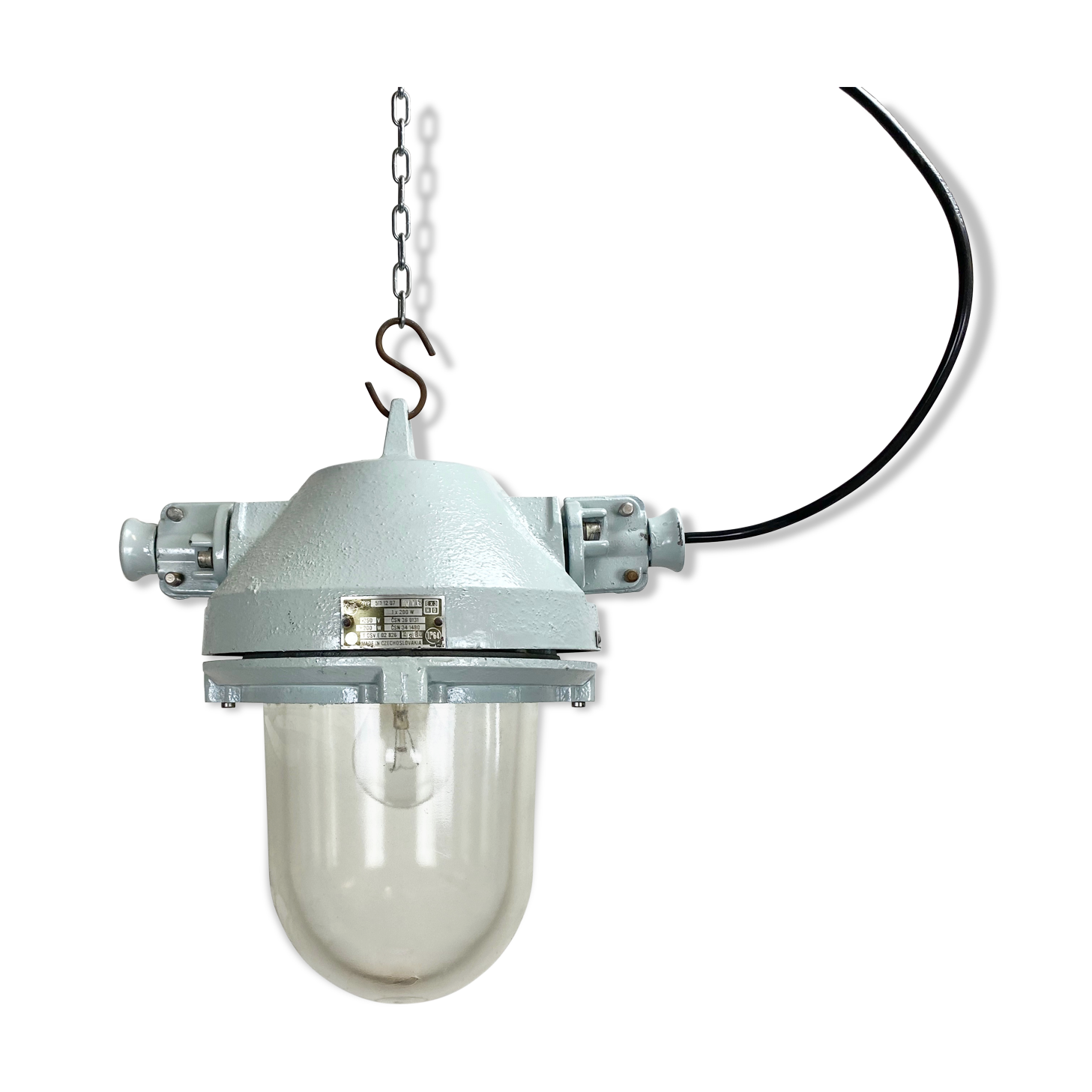 Grey industrial explosion proof lamp, 1970s