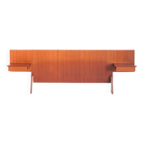 Vintage Scandinavian style headboard. Two built-in tables. France, 1970s.